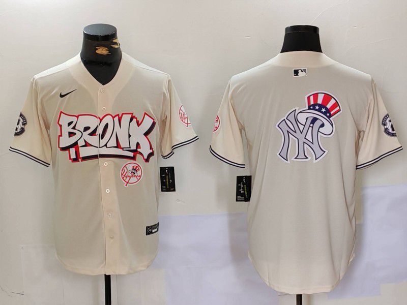 Men New York Yankees Blank Cream joint name 2024 Nike MLB Jersey style 11->new york yankees->MLB Jersey